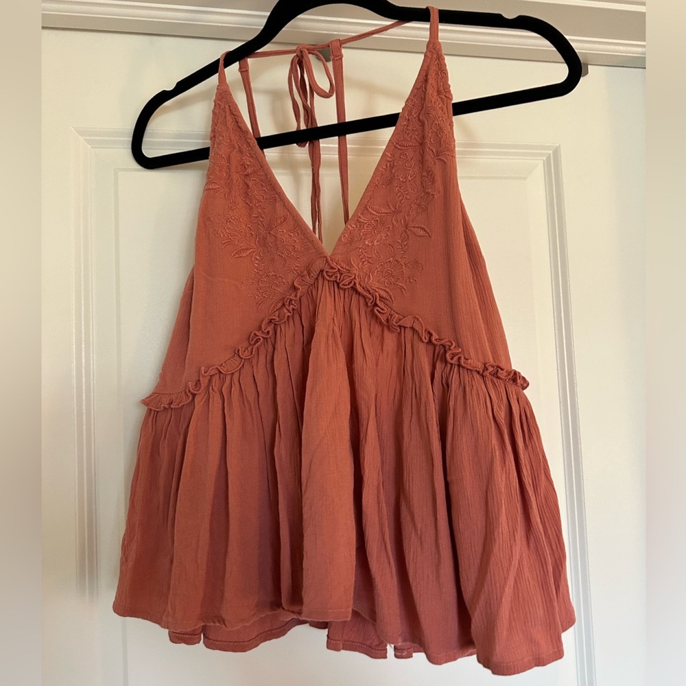 O'Neill Pink Embroidered Ruffle Camisole